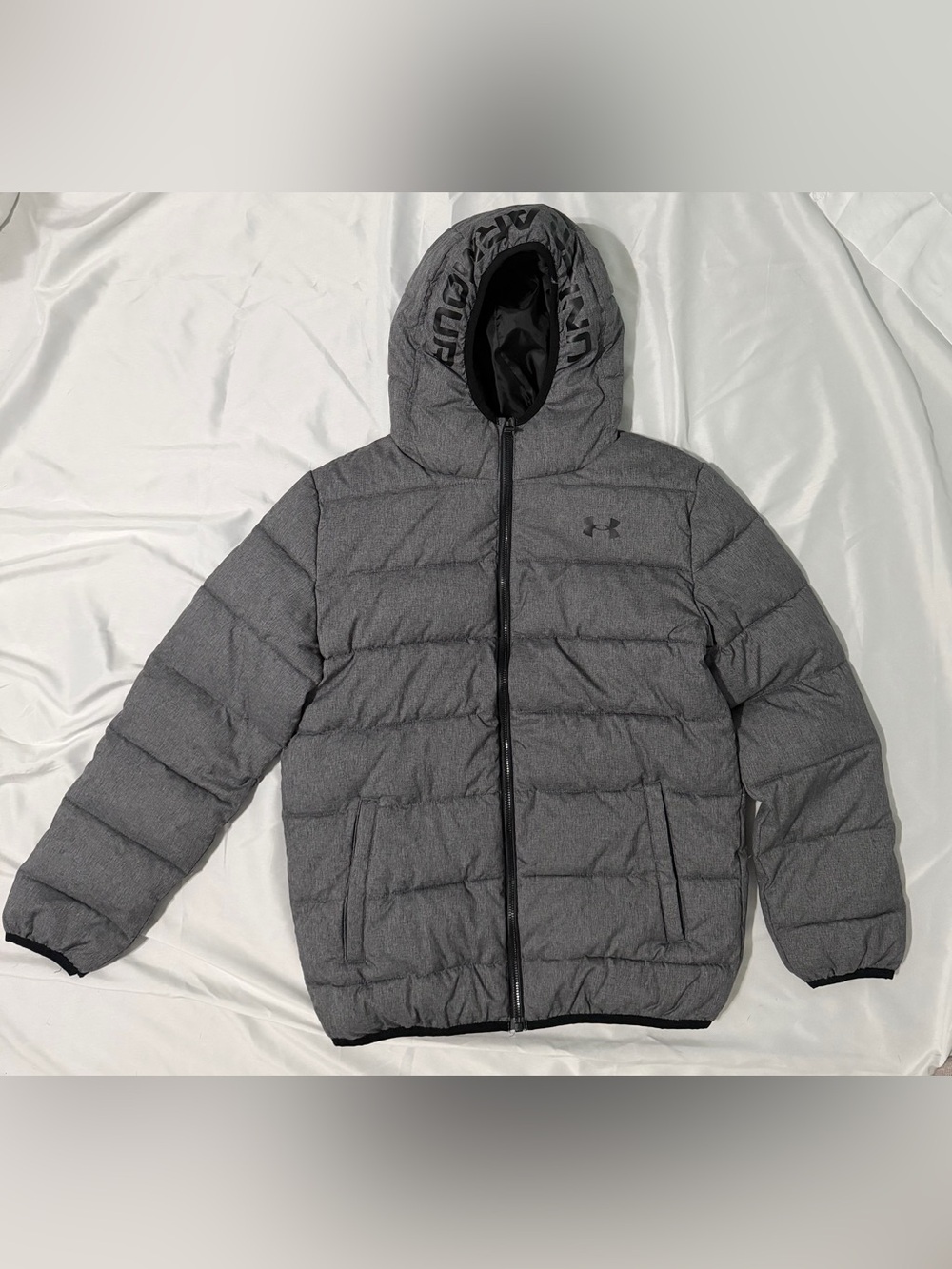 Under Armour Men's Heather Gray Hooded Puffer Jacket